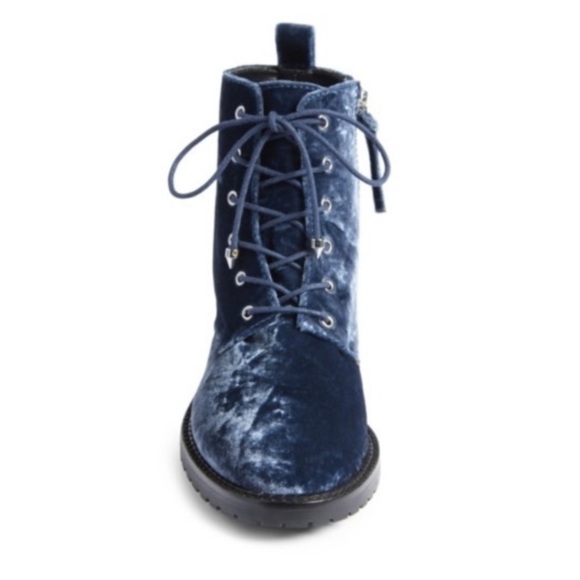 SOLD Rebecca Minkoff Blue Velvet Combat Boots - Picture 2 of 12